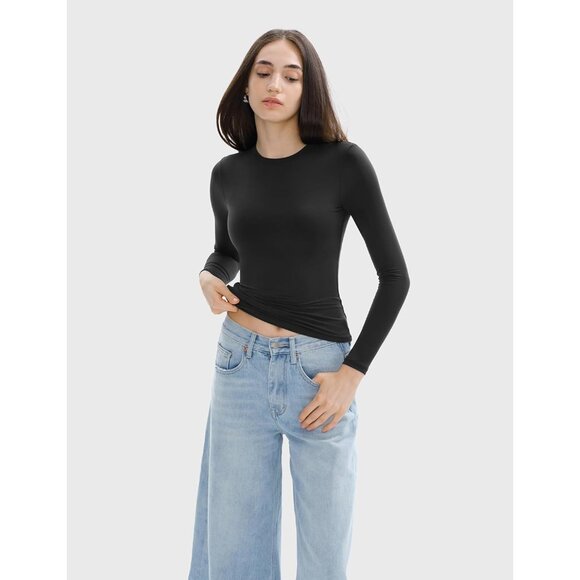 Women's Long Sleeve Top Soft Microfiber Slim Fit Versatile Going Out - Picture 4 of 6